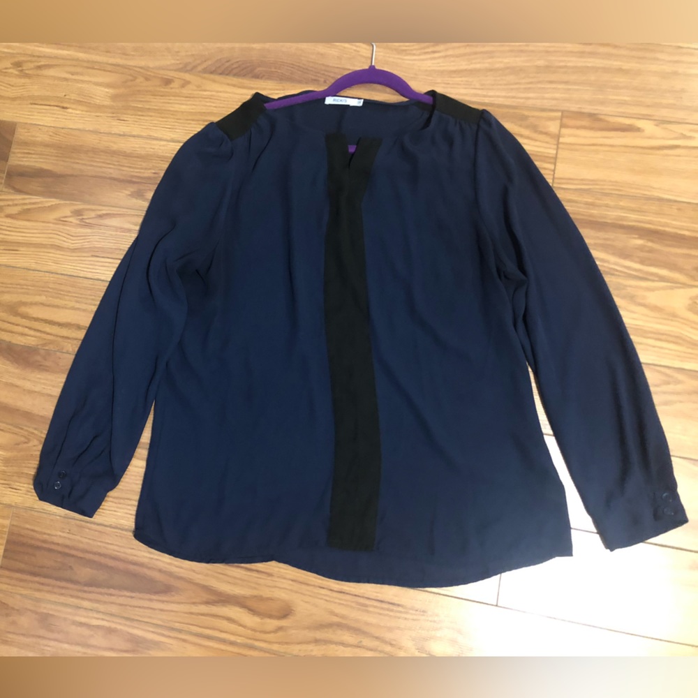 Ricki’s Long Sleeve Blue Black Blouse Size 14